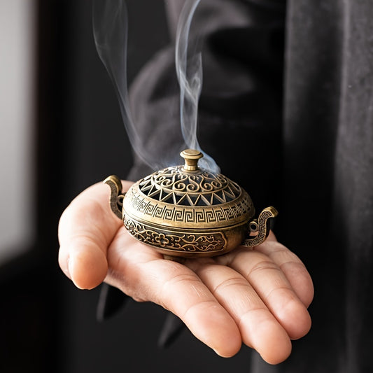 1pcs Nepali Style Brass Incense Burner, Metal AromaRelax Holder, Unscented Type For Yoga Meditation Bedroom Space, Home Decor - Prohibited For Sale On Temu Platform